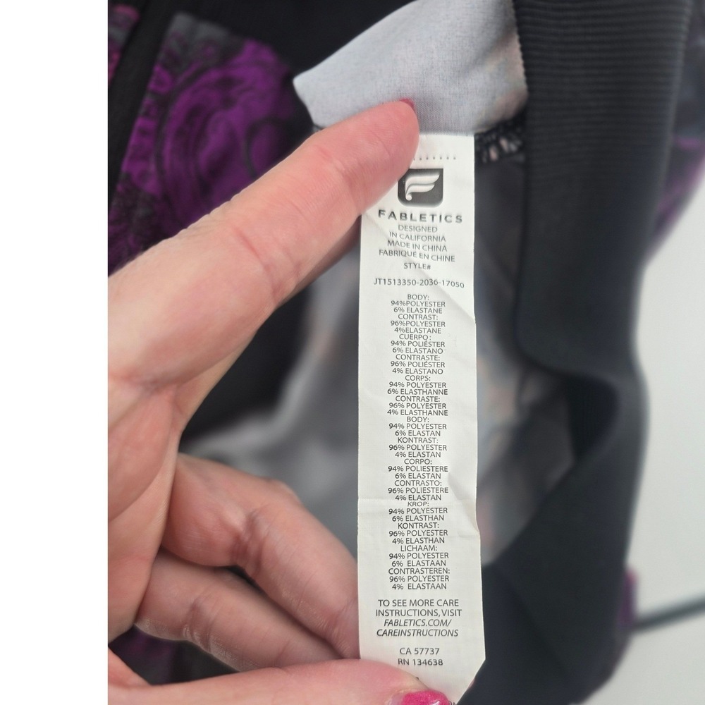 Fabletics Bomber Jacket Large Paisley Floral Snap… - image 5